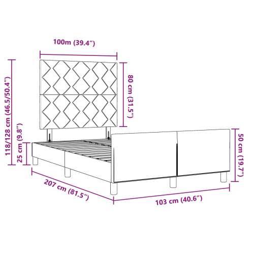 Okvir kreveta tamno sivi 100x200 cm baršun Cijena
