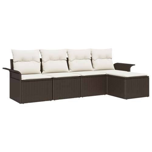 Set od 5 komada vanjskih sofa s jastučićima smeđi poli ratan Cijena
