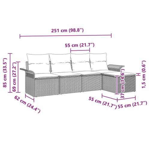 5-dijelni vrtni kauč set s jastučićima crni poli ratan Cijena