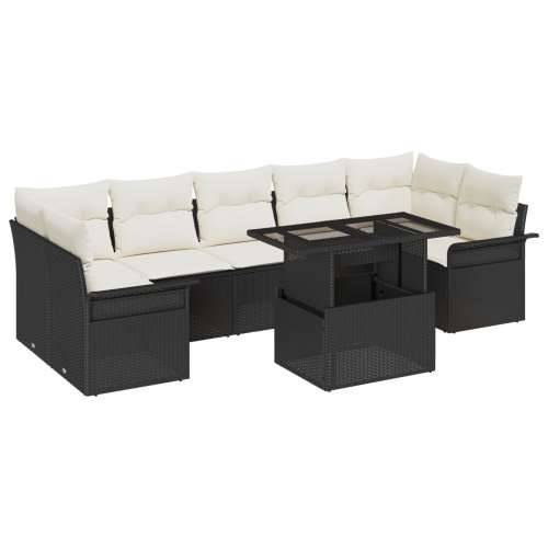 set od 8 komada vrtnih sofa s jastučićima, crni poliratan Cijena