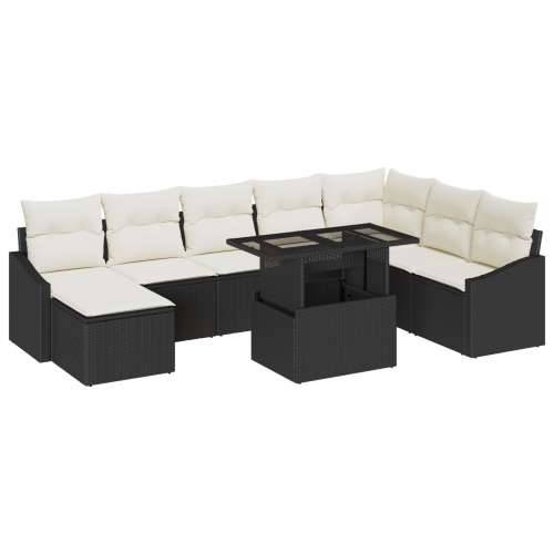 set vrtnih sofa s jastučićima, crni poli ratan Cijena