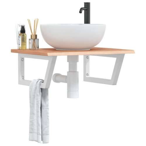 Zidna polica za Lavabo - Umivaonik od čelika i masivne hrastovine - svijetlo smeđa i bijela 60 x 50 x 2 cm 1 Trapez Cijena