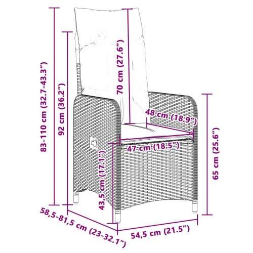 9-dijelni vrtni bistro set od poliratana s jastucima sivi - 190 x 90 x 75 cm Sa naslonom za noge 8 Cijena