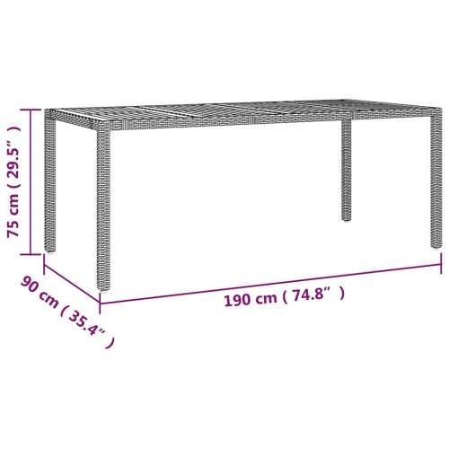 9-dijelni vrtni bistro set od poliratana s jastucima sivi - 190 x 90 x 75 cm boja drva 8 Cijena