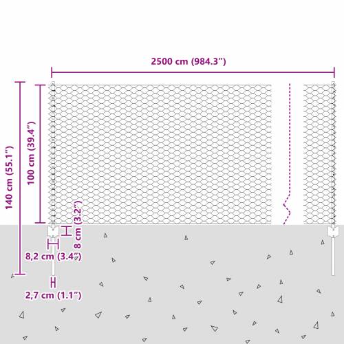 Šesterokutna ograda s 22 U stupa Siva 1x25 m Čelik Cijena