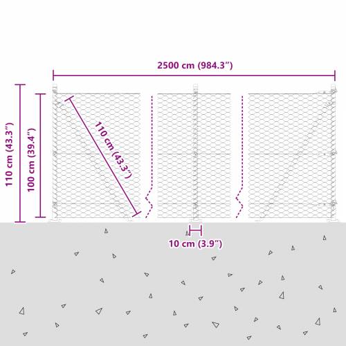 Hexagonalna Ograda s 11 Flanš Postova 1x25 m Pocinčanog Čelika Cijena