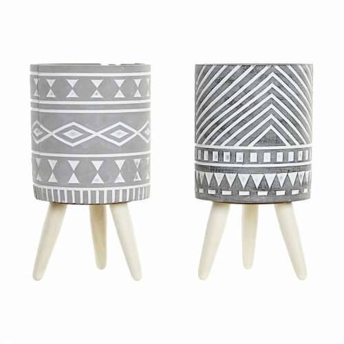 Tegla za biljke DKD Home Decor Siva Cement Bijela Borovina Boho (14,3 x 14,3 x 26,2 cm) (2 kom.) Cijena