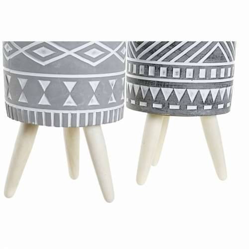 Tegla za biljke DKD Home Decor Siva Cement Bijela Borovina Boho (14,3 x 14,3 x 26,2 cm) (2 kom.) Cijena