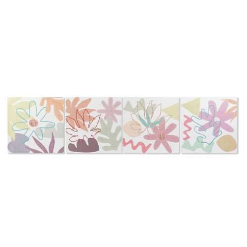 Platno DKD Home Decor Ziedi (60 x 1,8 x 60 cm) (4 kom.) Cijena