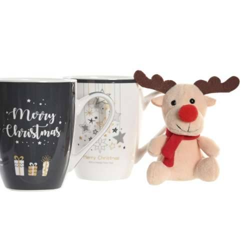 Velika Šalica DKD Home Decor Crna Bijela Porculan Bone China (360 ml) (2 kom.) Cijena