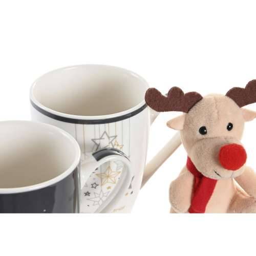 Velika Šalica DKD Home Decor Crna Bijela Porculan Bone China (360 ml) (2 kom.) Cijena