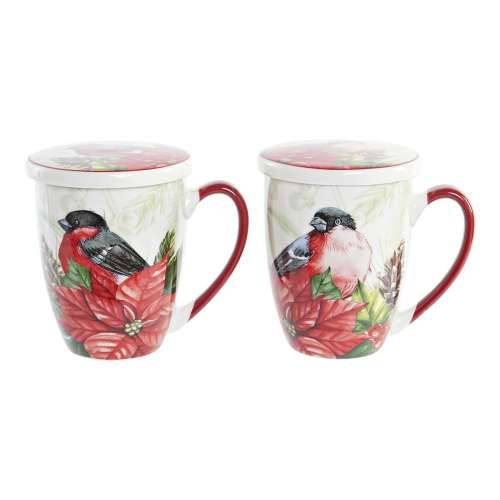 Šalica za Čaj DKD Home Decor Putns Porculan Crvena Zelena (380 ml) (2 kom.) Cijena