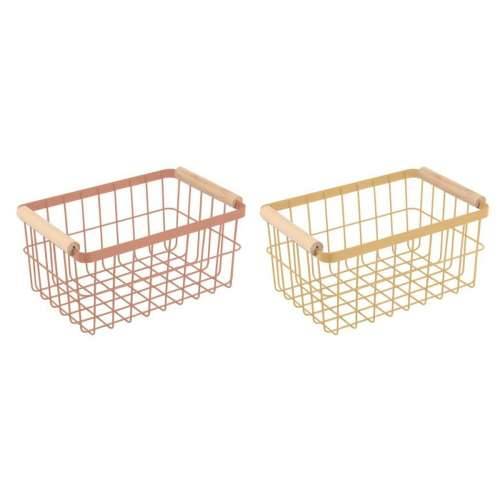 Višenamjenska Košara DKD Home Decor Metal Terakota Rumena Borovina (30,5 x 20 x 14,5 cm) (2 kom.) Cijena