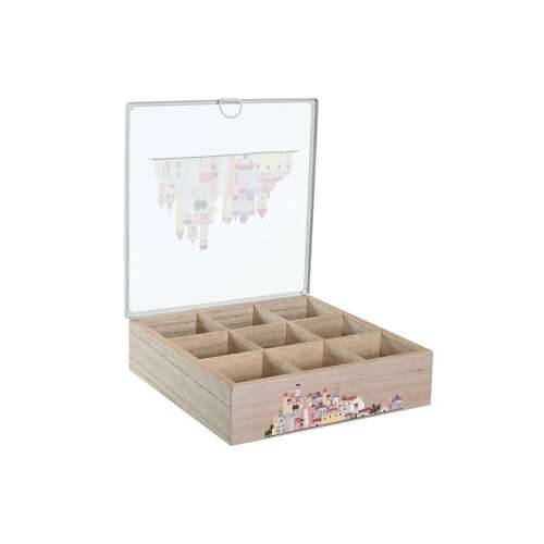 Kutija za Čajeve DKD Home Decor Kristal Metal Pisana Drvo MDF (24,5 x 24,5 x 6 cm) (2 kom.) Cijena