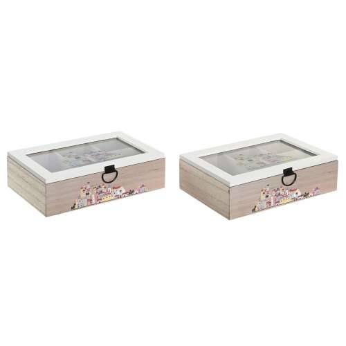 Kutija za Čajeve DKD Home Decor Kristal Pisana Drvo MDF (2 kom.) (23 x 15 x 7 cm) Cijena