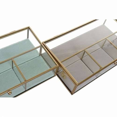 Kutija za nakit DKD Home Decor Kristal Metal Zelena Svjetlo siva (27 x 15 x 5,5 cm) (2 kom.) Cijena