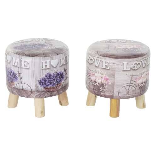 Naslonjač za Noge DKD Home Decor Siva Bicikl Roza Lila PU Borovina (30 x 30 x 30 cm) (2 kom.) (30 x 30 x 32 cm) Cijena