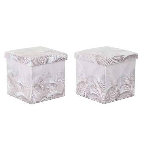 Višenamjenska Kutija DKD Home Decor Sklopiv PU Tropsko (2 kom.) (34 x 34 x 34 cm) Cijena