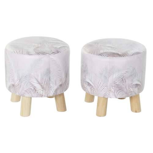 Naslonjač za Noge DKD Home Decor Siva PU Borovina Tropsko (30 x 30 x 30 cm) (2 kom.) (30 x 30 x 32 cm) Cijena