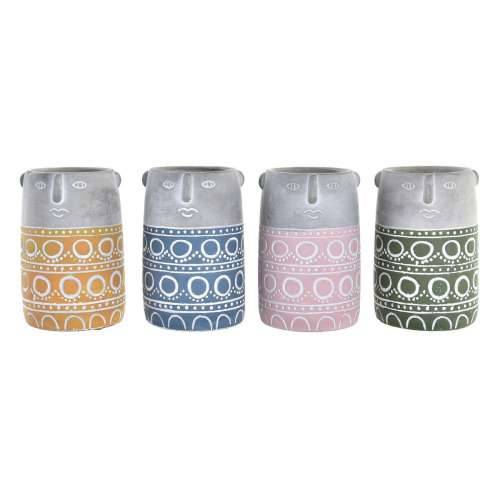 Tegla za biljke DKD Home Decor Lice Plava Roza Cement Zelena Rumena (12 x 12 x 18 cm) (4 kom.) Cijena