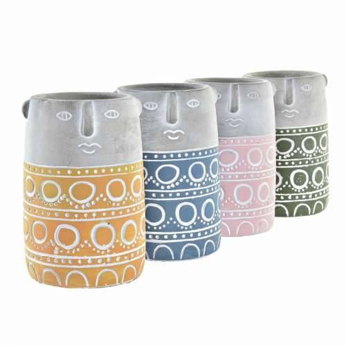 Tegla za biljke DKD Home Decor Lice Plava Roza Cement Zelena Rumena (12 x 12 x 18 cm) (4 kom.) Cijena