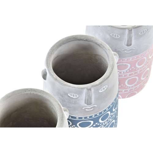 Tegla za biljke DKD Home Decor Lice Plava Roza Cement Zelena Rumena (12 x 12 x 18 cm) (4 kom.) Cijena