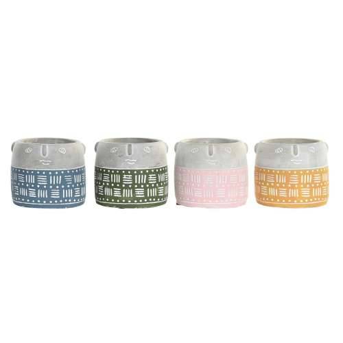 Tegla za biljke DKD Home Decor Lice Plava Roza Cement Zelena Rumena (13 x 13 x 11 cm) (4 kom.) Cijena