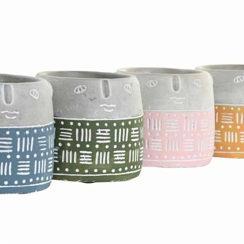 Tegla za biljke DKD Home Decor Lice Plava Roza Cement Zelena Rumena (13 x 13 x 11 cm) (4 kom.) Cijena