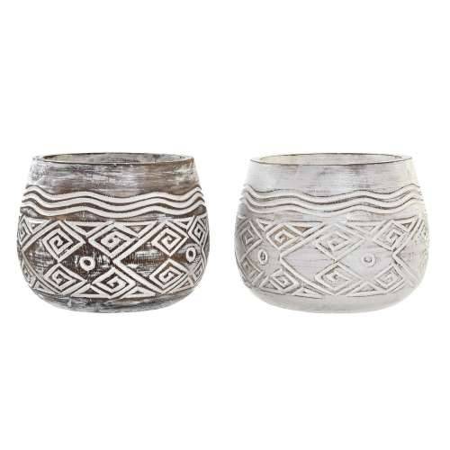 Tegla za biljke DKD Home Decor Smeđa Bijela (2 kom.) (22 x 22 x 16 cm) Cijena