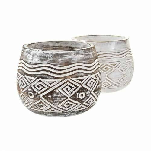 Tegla za biljke DKD Home Decor Smeđa Bijela (2 kom.) (22 x 22 x 16 cm) Cijena