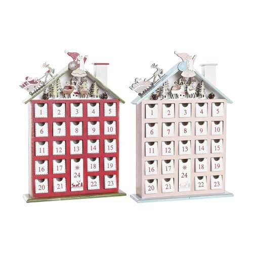 Kalendar Advent DKD Home Decor Drvo kuća (27 x 7 x 40 cm) (2 kom.) Cijena