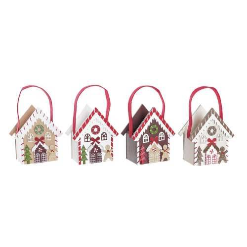 Božićni ukras DKD Home Decor Drvo kuća (13 x 7 x 15 cm) (4 kom.) Cijena