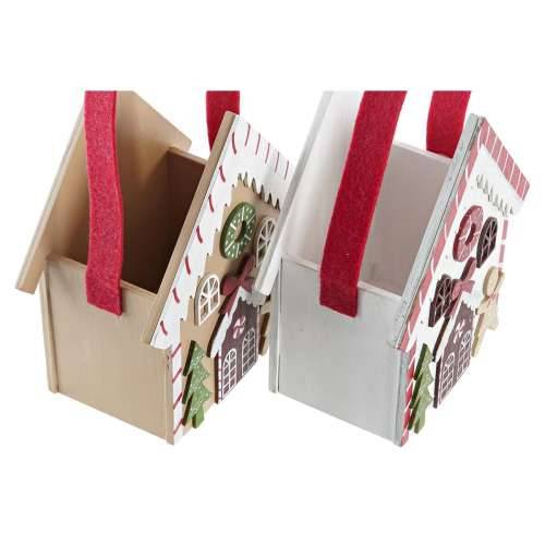 Božićni ukras DKD Home Decor Drvo kuća (13 x 7 x 15 cm) (4 kom.) Cijena