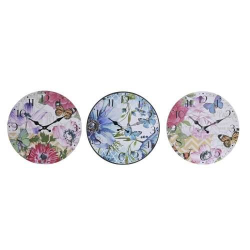 Zidni sat DKD Home Decor Pisana Ziedi Drvo MDF (34 x 4 x 34 cm) (3 kom.) Cijena