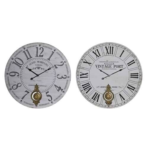 Zidni sat DKD Home Decor Crna Metal Bijela Vintage Drvo MDF (58 x 8 x 58 cm) (2 kom.) Cijena