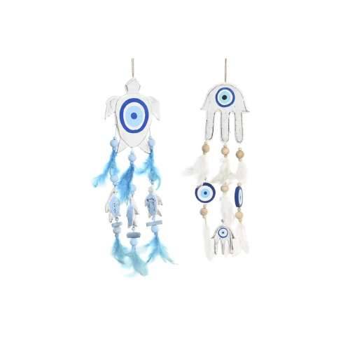 Decorațiune Suspendată DKD Home Decor Plava Bijela Pero za uživanje Mediteran (14 x 5 x 45 cm) (2 kom.) Cijena