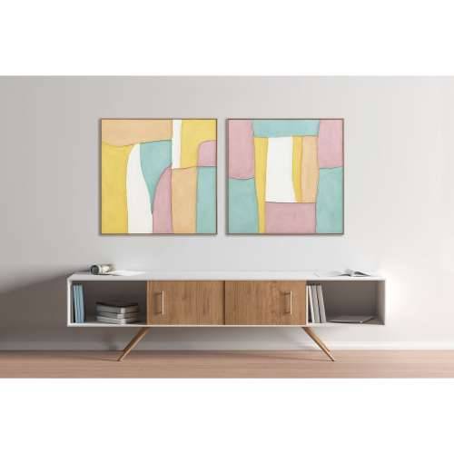 Slika Home ESPRIT Bijela Roza Turkizno Apstraktno gradski 102 x 4,5 x 102 cm (2 kom.) Cijena