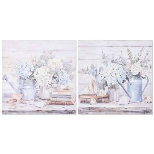 Slika Home ESPRIT Plava Siva Shabby Chic Hortenzija 60 x 3 x 60 cm (2 kom.) Cijena