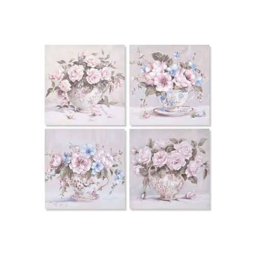 Slika Home ESPRIT Bijela Roza Ruže romantični 60 x 3 x 60 cm (4 kom.) Cijena