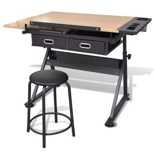Radni stol za crtanje s nagibnom pločom dvije ladice i stolicom Cijena