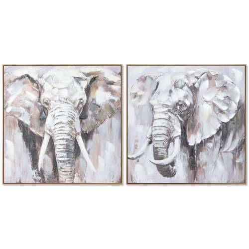 Slika Home ESPRIT Bijela Smeđa Siva Slon Kolonijalni 80 x 3,5 x 80 cm (2 kom.) Cijena