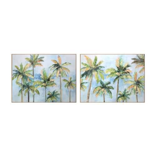 Slika Home ESPRIT Plava Zelena Dlanovi Tropsko 120 x 3,5 x 90 cm (2 kom.) Cijena