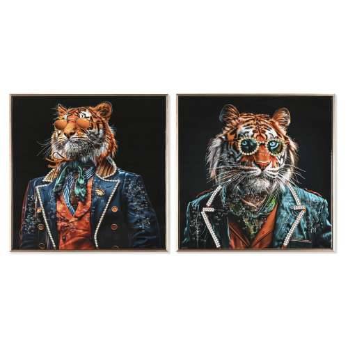 Slika Home ESPRIT Crna Turkizno Tigar Lakirano 60 x 3,5 x 60 cm (2 kom.) Cijena