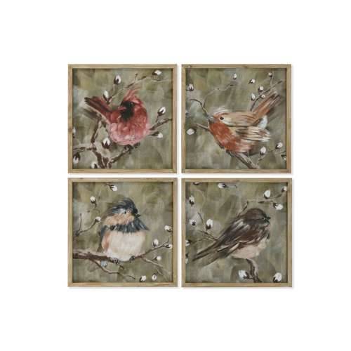 Slika Home ESPRIT Zelena ptice Shabby Chic 50 x 2 x 50 cm (4 kom.) Cijena