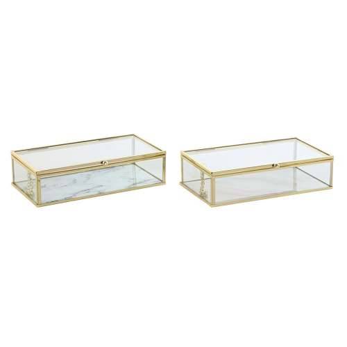 Kutija za nakit DKD Home Decor zlatan Metal Kristal 20 x 11 x 5 cm 22 x 12 x 7 cm (2 kom.) Cijena