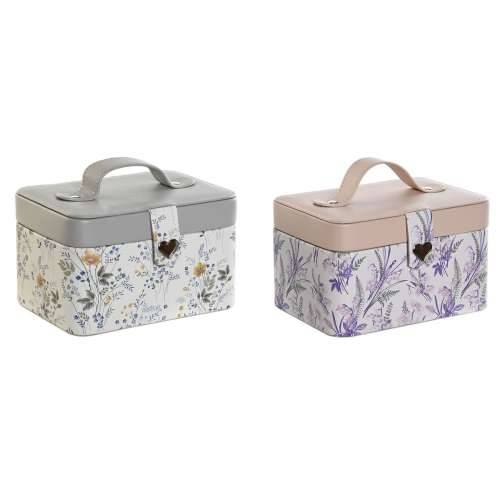 Kutija za nakit DKD Home Decor Bijela Siva Lila Svetlo roza Poliuretan Ogledalo 17 x 12 x 10 cm (2 kom.) Cijena