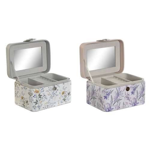 Kutija za nakit DKD Home Decor Bijela Siva Lila Svetlo roza Poliuretan Ogledalo 17 x 12 x 10 cm (2 kom.) Cijena