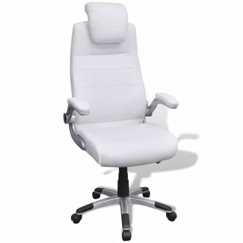 Podesiva uredska okretna stolica od umjetne kože bijela Cijena