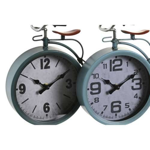 Galda pulkstenis DKD Home Decor Plava Zelena Bicikl Vintage (2 kom.) Cijena