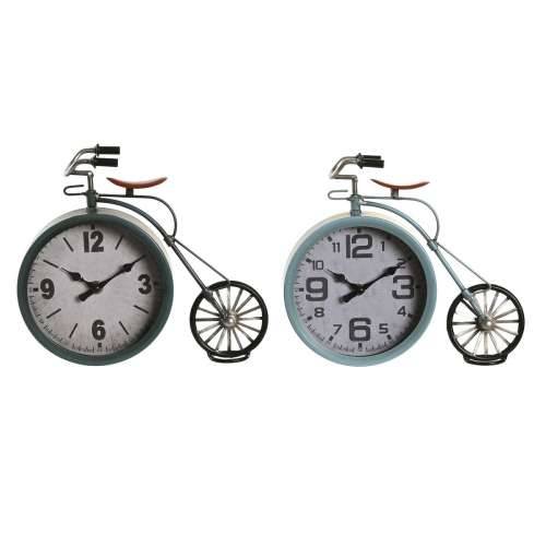 Galda pulkstenis DKD Home Decor Plava Zelena Bicikl Vintage (2 kom.) Cijena